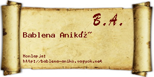 Bablena Anikó névjegykártya